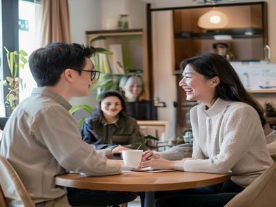 陈晓，继母的朋友们家庭关系顾问，在温馨的咨询室内与用户面对面交流，展现出专业而亲切的咨询师气质